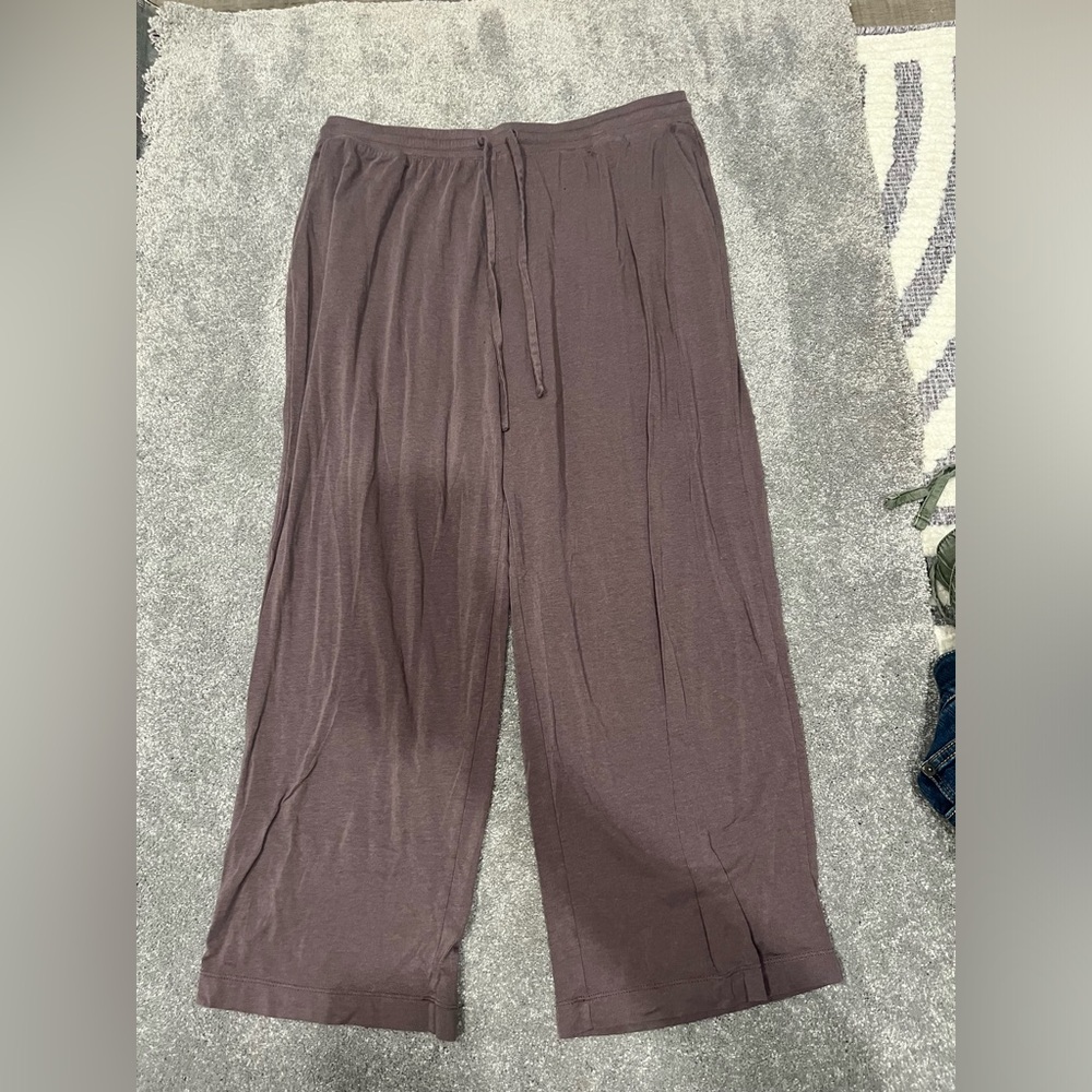 Natori Wide Leg Drawstring Trousers in Mauve Brown